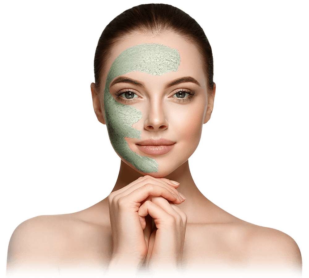 woman with half a face mask