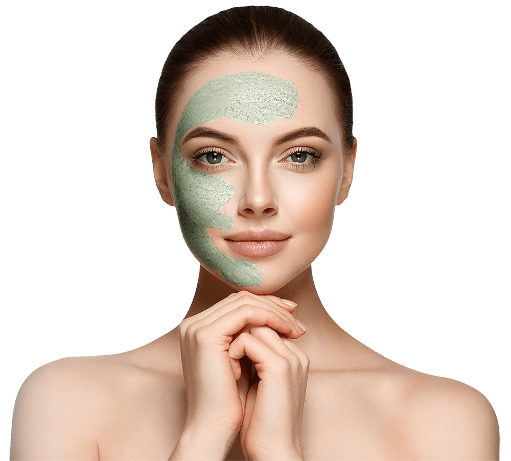 woman with half a face mask
